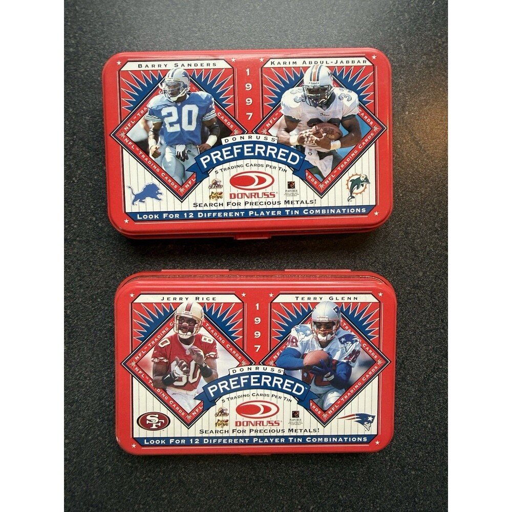 1997 DONRUSS PREFERRED FOOTBALL CARD EMPTY TINS Set Of 2